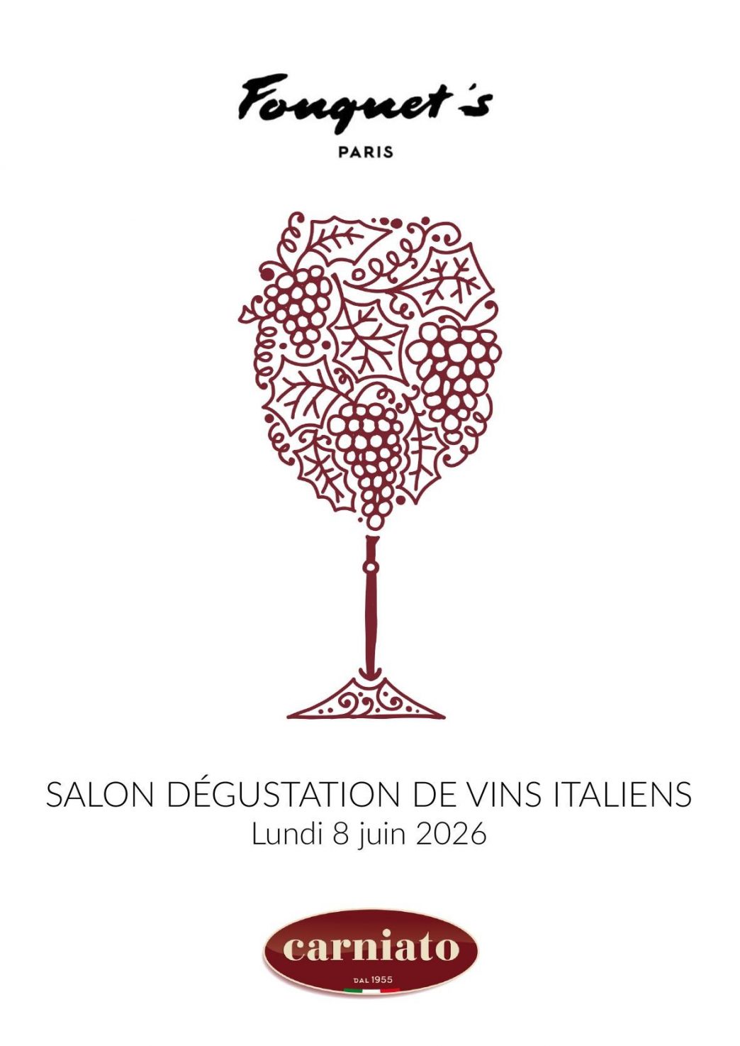 Salon de dégustation de vins italiens Carniato au Fouquet's Paris, le 8 juin 2026
